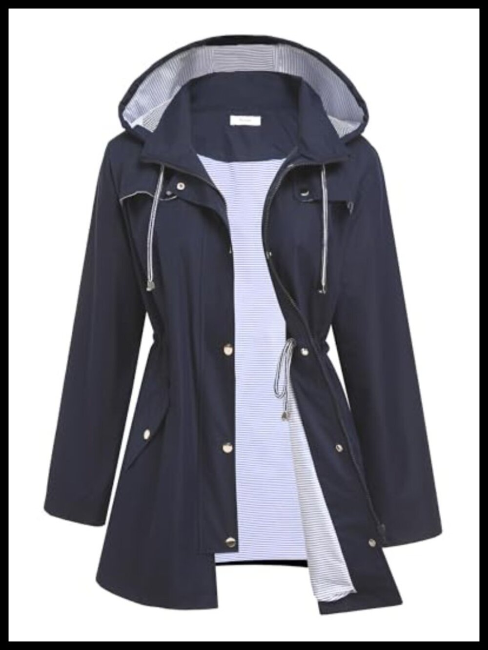 Waterproof Lightweight Lined Raincoat Trench Jacket with Hood